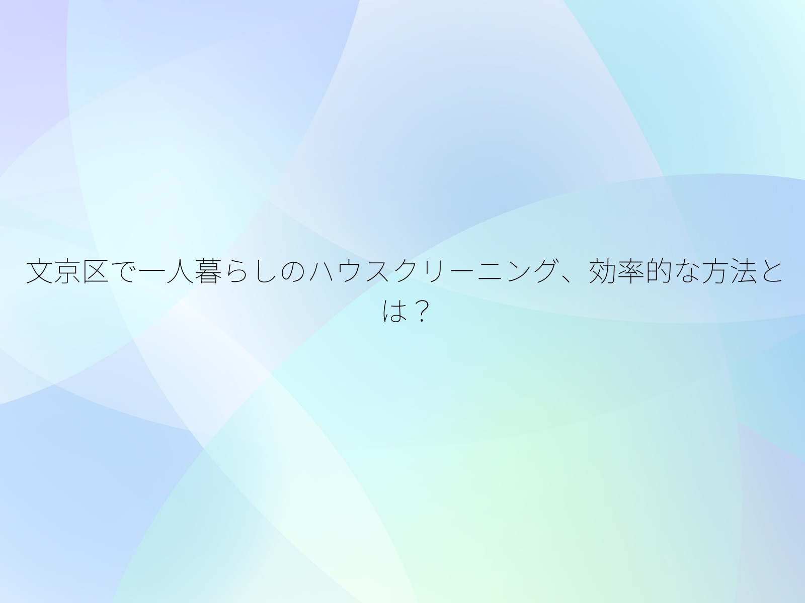 文京区で一人暮らしのハウスクリーニング、効率的な方法とは？/